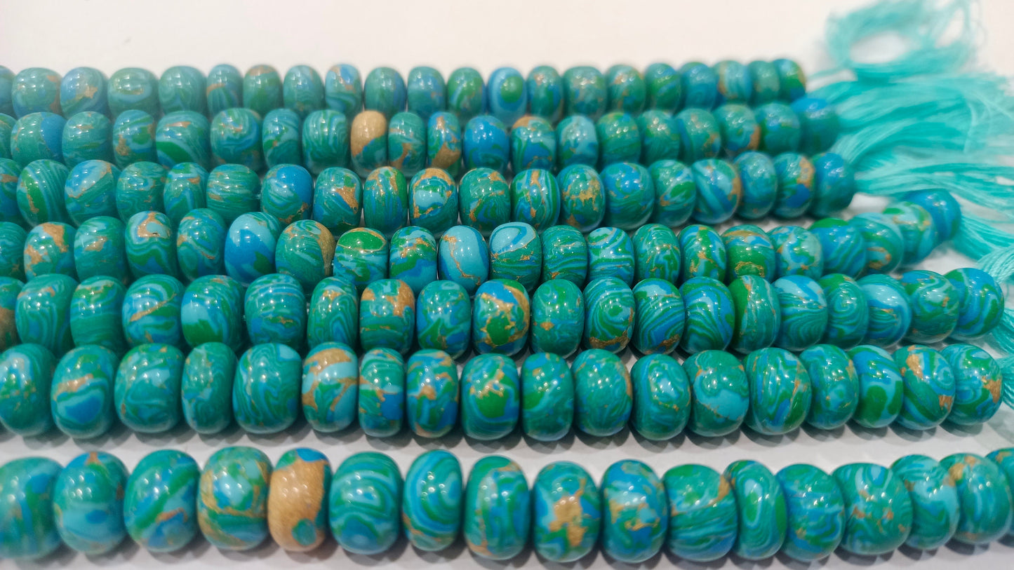 Fordite Agate Multi Color Gemstone Rondelle Plain Smooth Beads Sold per Strand 8 inches Long Necklace and bracelet Making Beads choose size