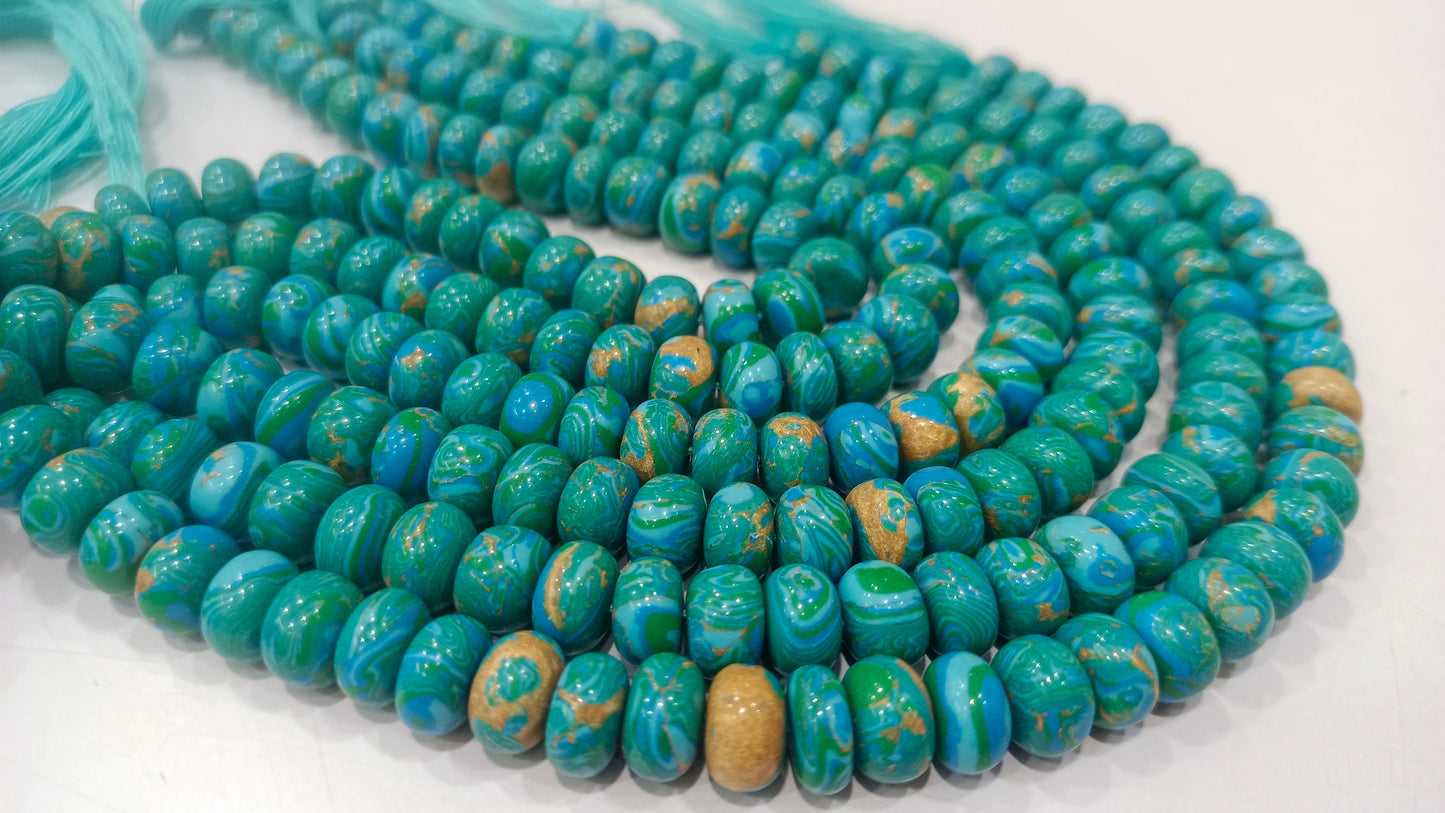 Fordite Agate Multi Color Gemstone Rondelle Plain Smooth Beads Sold per Strand 8 inches Long Necklace and bracelet Making Beads choose size