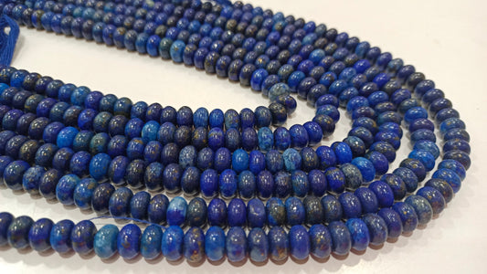 Natural Blue Lapis Lazuli Rondelle plain smooth 8mm Beads Gemstone Beads Sold Per strand 8 inches Long