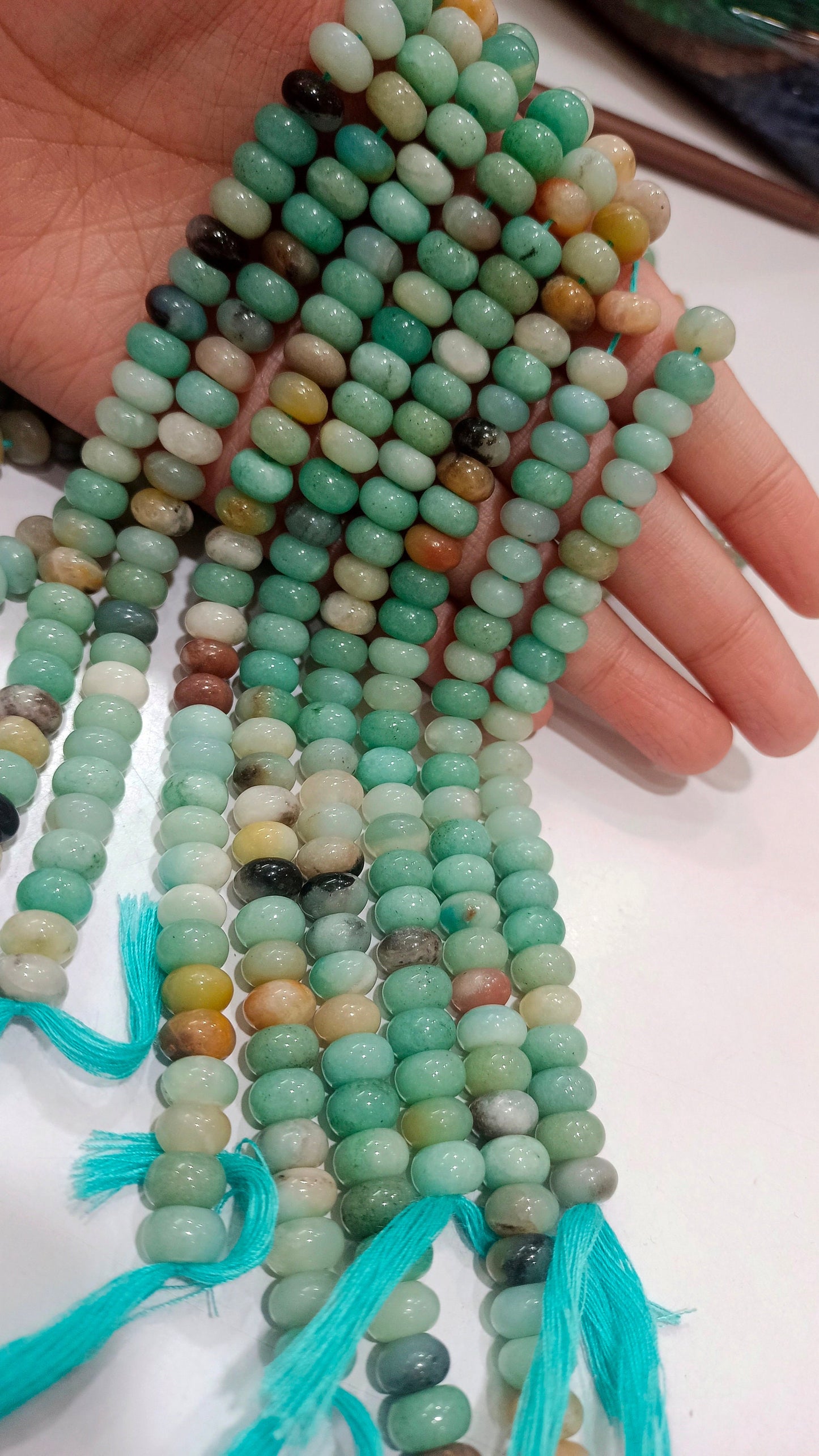 Natural Peruvian Opal  Rondelle plain smooth 8mm Beads Gemstone Beads Sold Per strand 8 inches Long