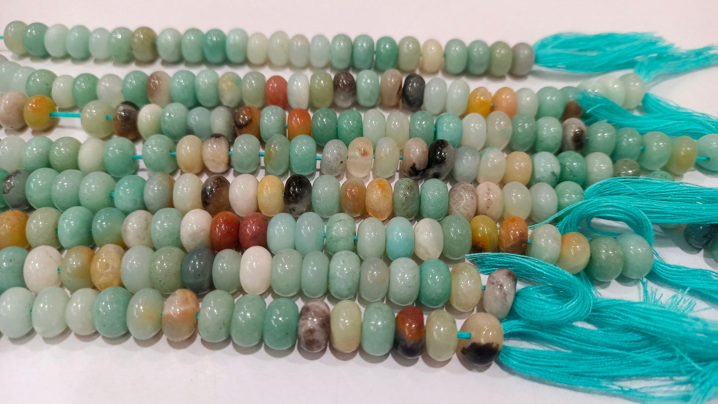 Natural Peruvian Opal  Rondelle plain smooth 8mm Beads Gemstone Beads Sold Per strand 8 inches Long