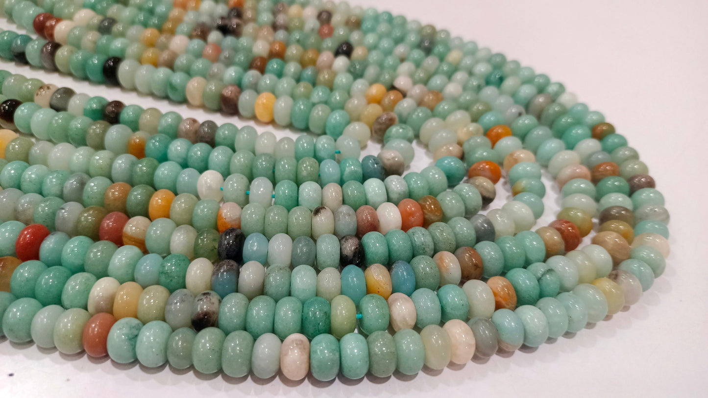 Natural Peruvian Opal  Rondelle plain smooth 8mm Beads Gemstone Beads Sold Per strand 8 inches Long