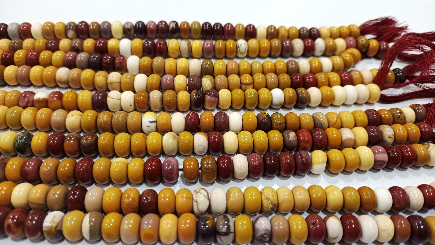 Natural Mookaite Stone Rondelle Plain Smooth 8mm Gemstone Beads Sold Per Strand 8 Inches Long Great Quality Beads