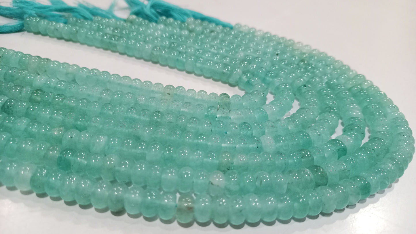 Natural Aqua Chalcedony Rondelle Plain Smooth 8mm Gemstone Beads Sold Per Strand 8 Inches Long Great Quality Beads