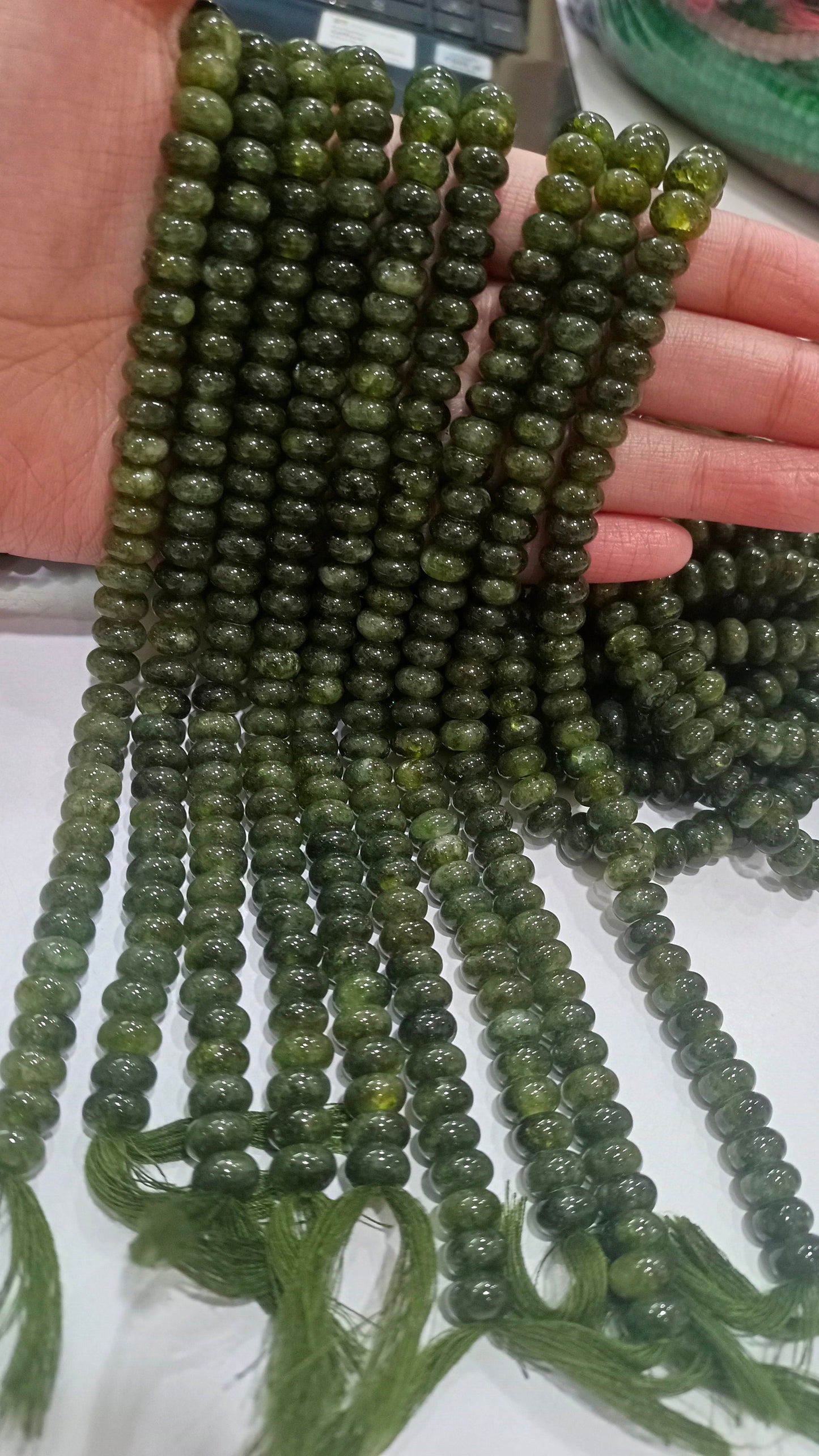 Natural Gemstone Green Tourmaline Quartz Rondelle plain smooth 8mm Beads Gemstone Beads Sold Per strand 8 inches Long