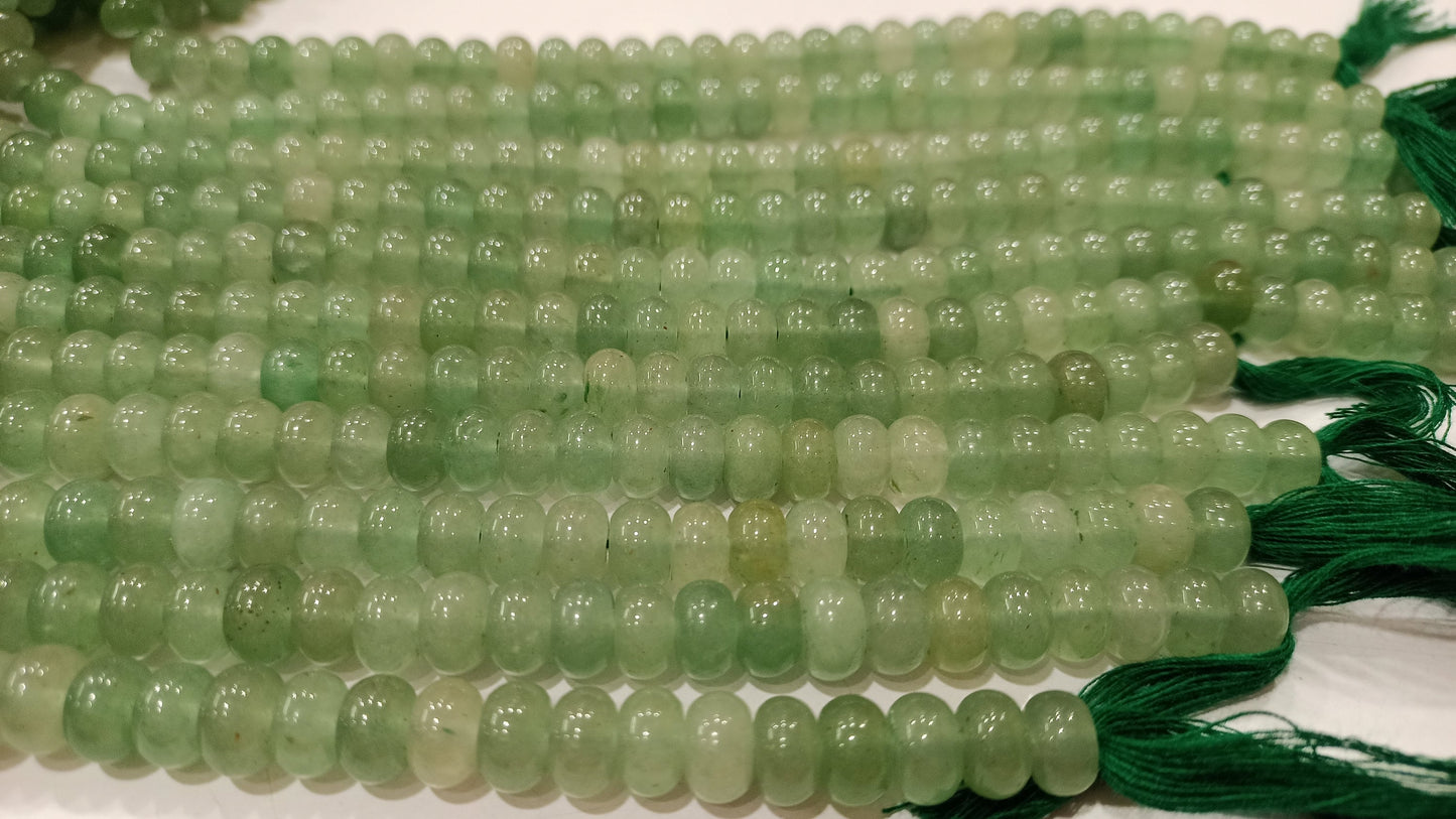Natural Green Quartz  Rondelle Plain Smooth 8mm Gemstone Beads Sold per Strand 8 inches Long Great Quality Jewelry Making Beads