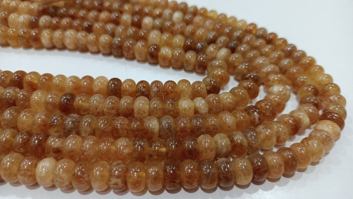 Natural Sunstone Rondelle Plain Smooth 8mm Gemstone Beads Sold per Strand 8 inches Long Great Quality Jewelry Making Beads