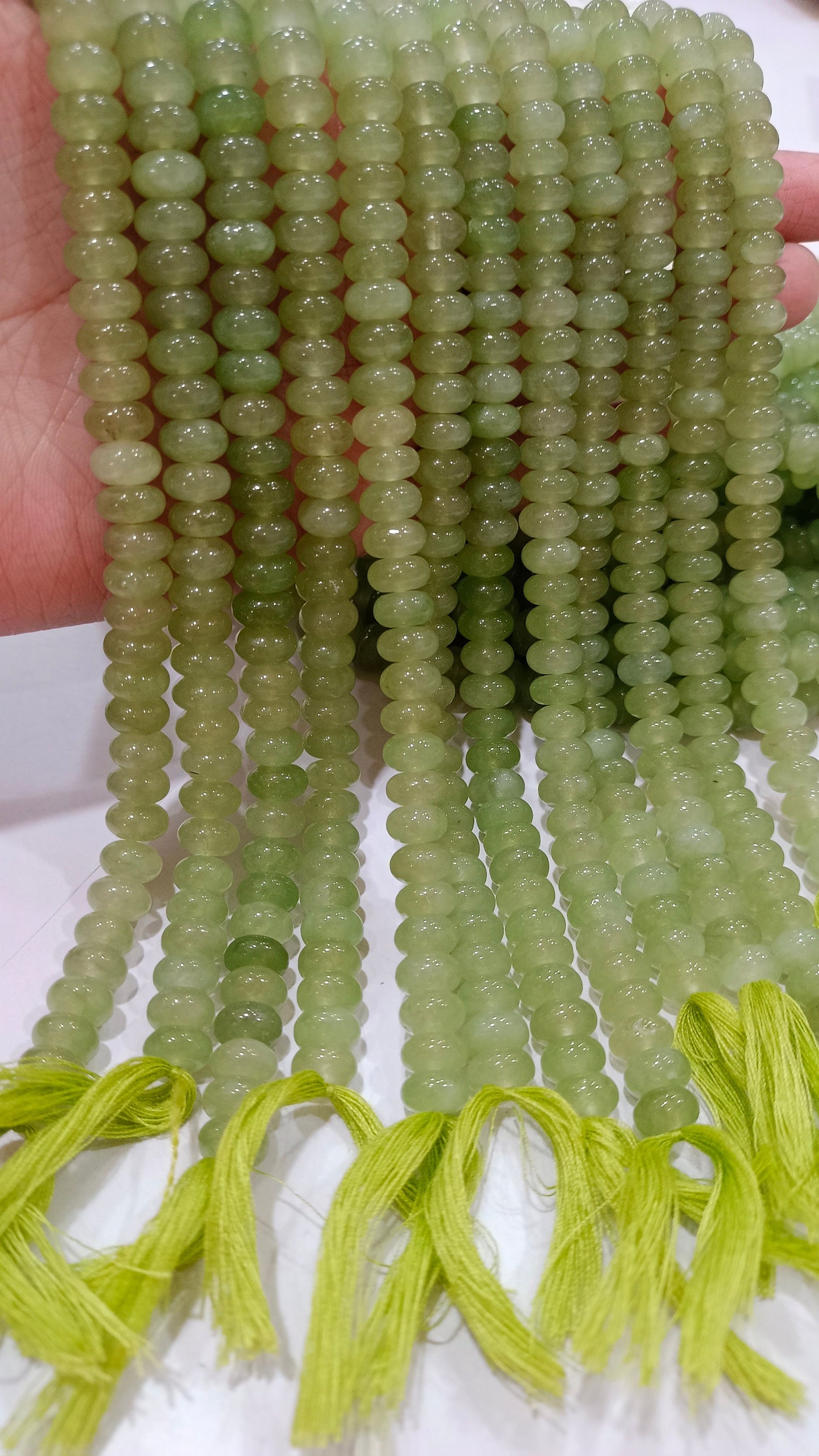 Natural Prehnite Quartz Rondelle Plain Smooth 8mm Gemstone Beads Sold per Strand 8 inches Long Great Quality Jewelry Making Beads