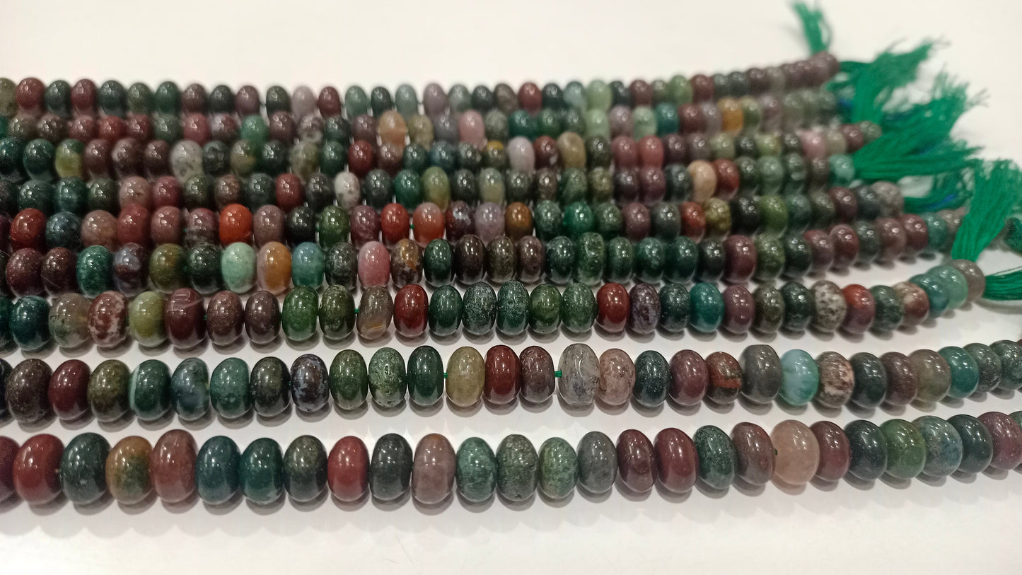 Natural Multi Color Stone Rondelle Plain Smooth 8mm Gemstone Beads Sold Per Strand 8 Inches Long