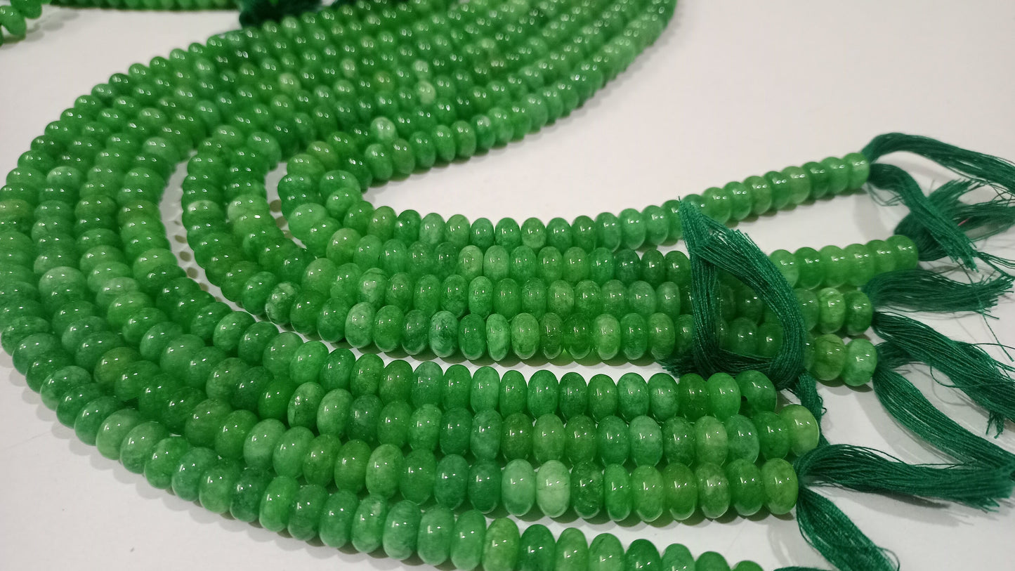 Natural Green Emerald Quartz Stone Rondelle Plain Smooth 8mm Gemstone Beads Sold Per Strand 8 Inches Long