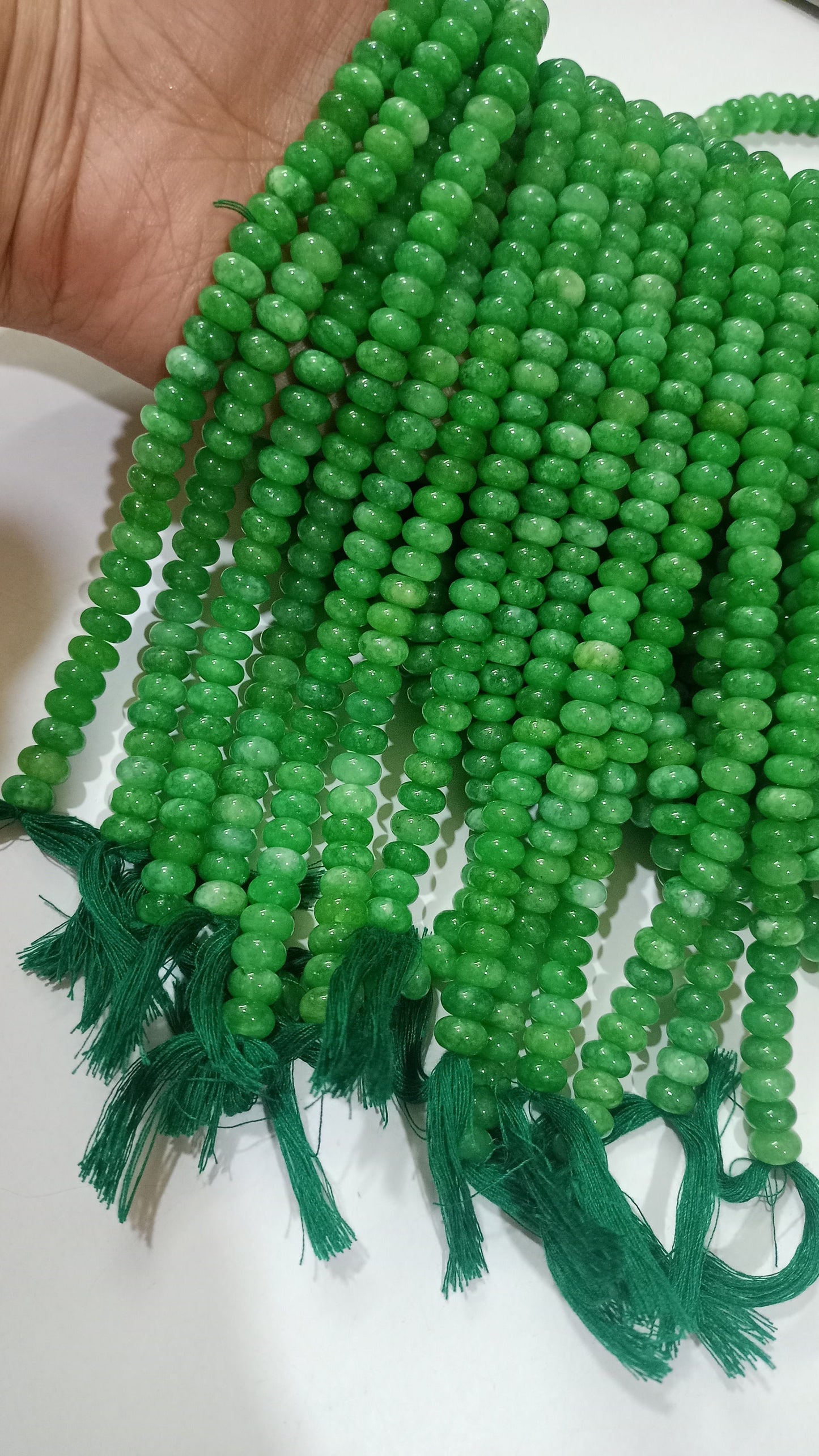 Natural Green Emerald Quartz Stone Rondelle Plain Smooth 8mm Gemstone Beads Sold Per Strand 8 Inches Long
