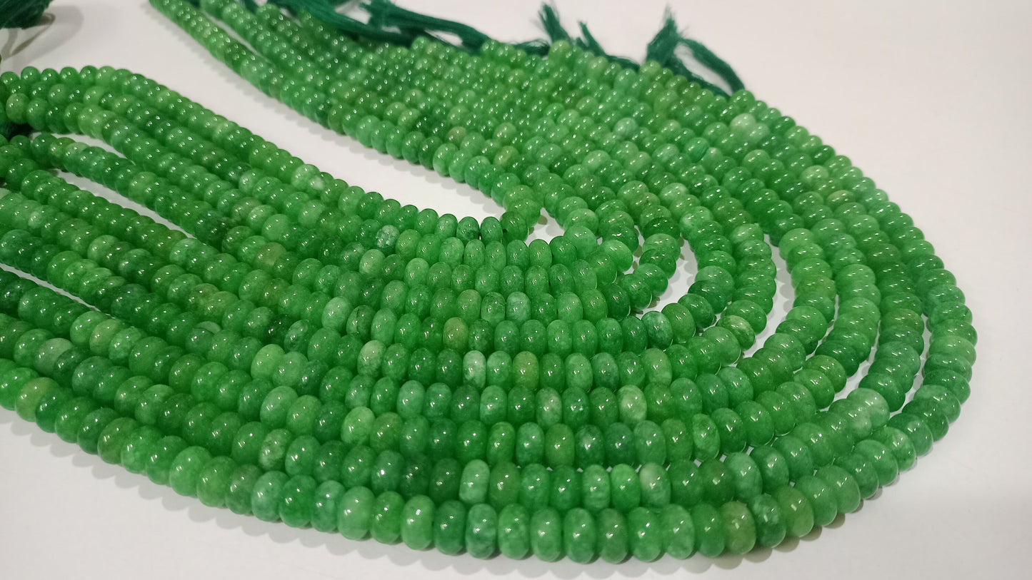 Natural Green Emerald Quartz Stone Rondelle Plain Smooth 8mm Gemstone Beads Sold Per Strand 8 Inches Long