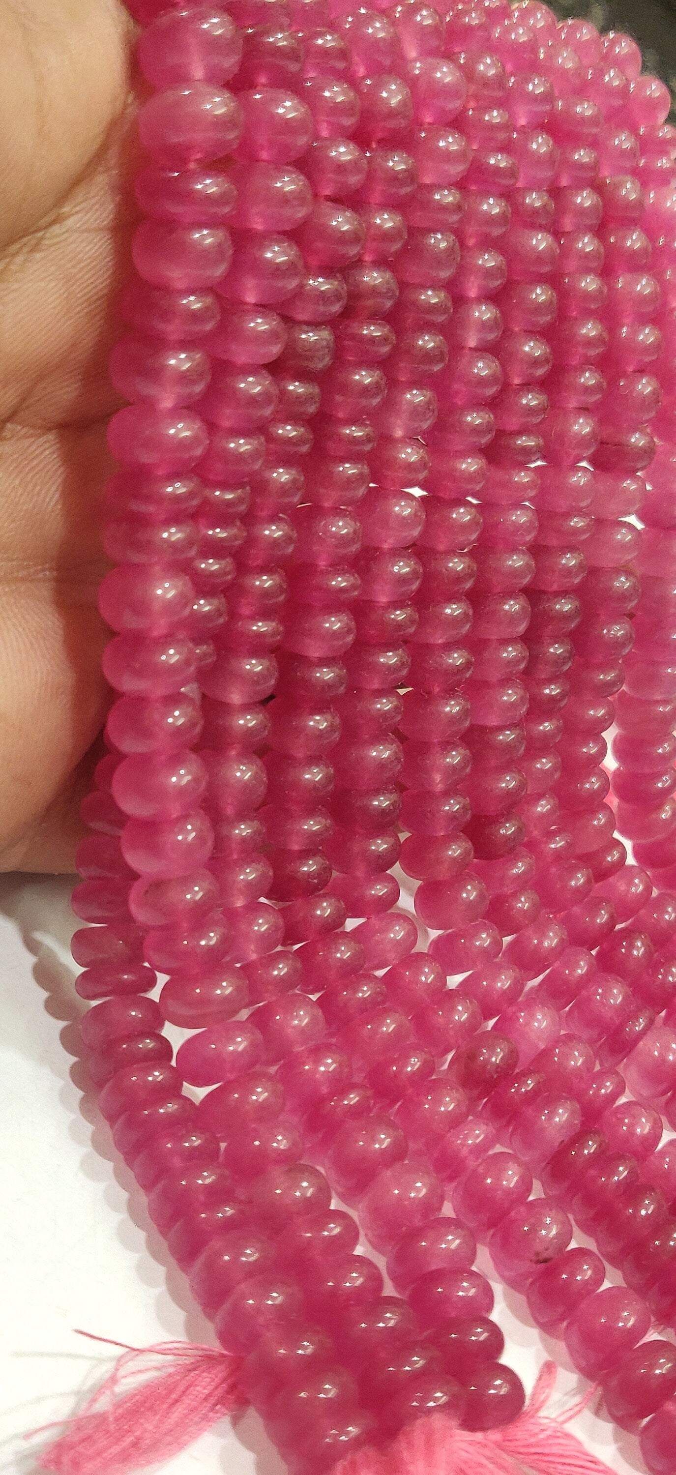 Natural Pink Tourmaline Quartz Rondelle Plain Smooth  Gemstone Beads Sold per strand 8 Inches Long Best quality Beads