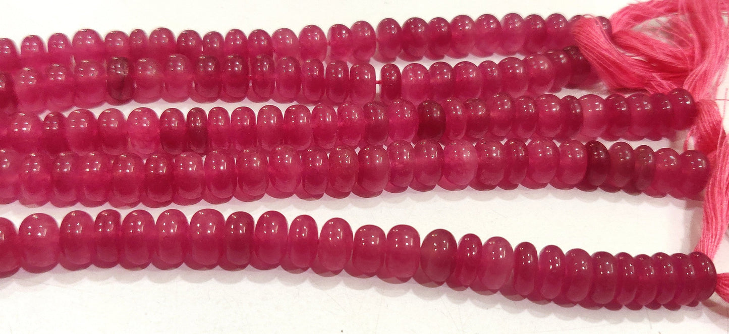 Natural Pink Tourmaline Quartz Rondelle Plain Smooth  Gemstone Beads Sold per strand 8 Inches Long Best quality Beads