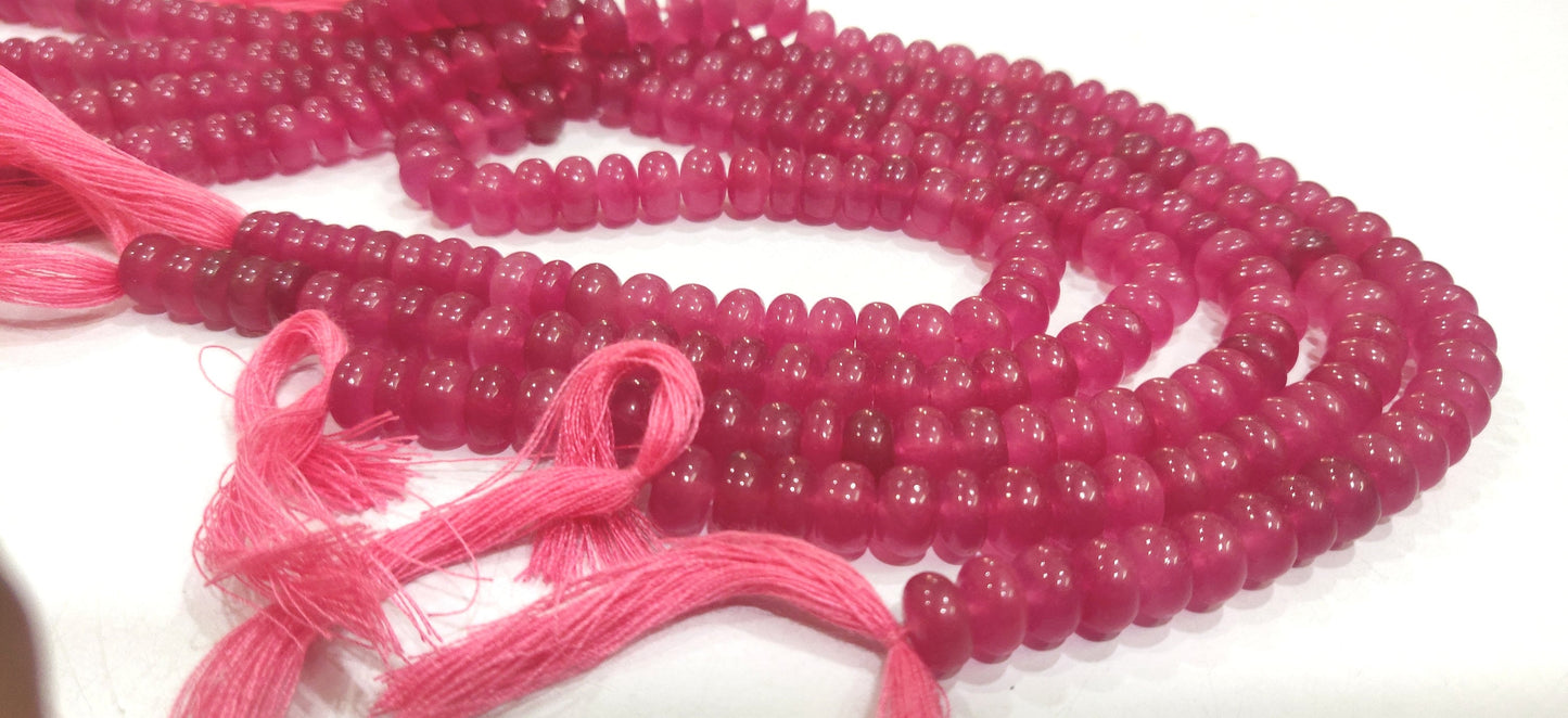 Natural Pink Tourmaline Quartz Rondelle Plain Smooth  Gemstone Beads Sold per strand 8 Inches Long Best quality Beads