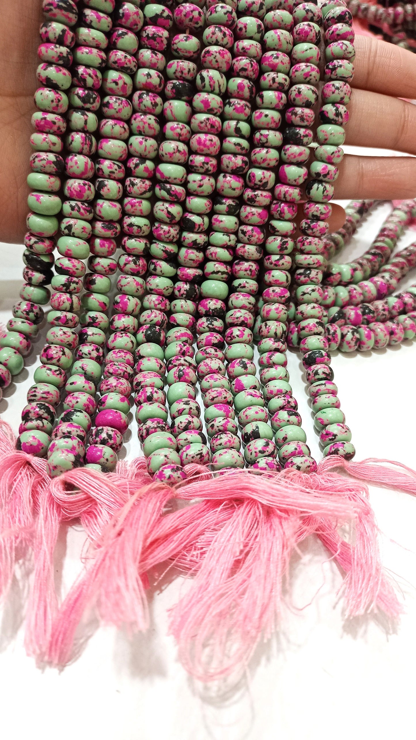 Fordite Agate Multi Color Gemstone Rondelle Plain Smooth Beads Sold per Strand 8 inches Long Necklace and bracelet Making Beads choose size