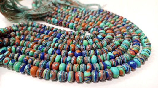 Fordite Agate Multi Color Gemstone Rondelle Plain Smooth Beads Sold per Strand 8 inches Long Necklace and bracelet Making Beads choose size