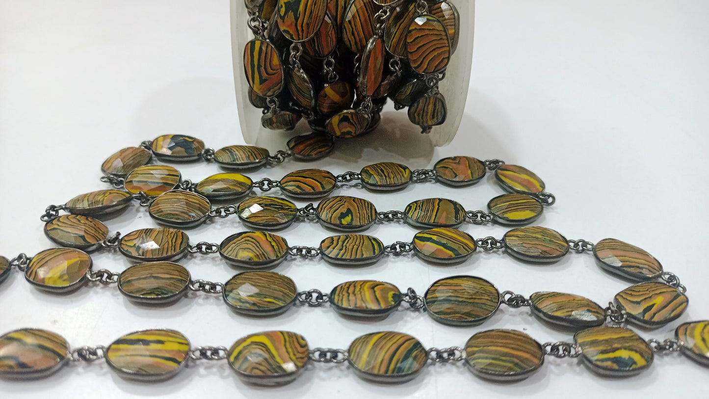 Fordite Quartz Free Shape  Briolette 10 to 15mm Bezel Connector Gemstone Chain Sold Per Foot Great Quality Chain