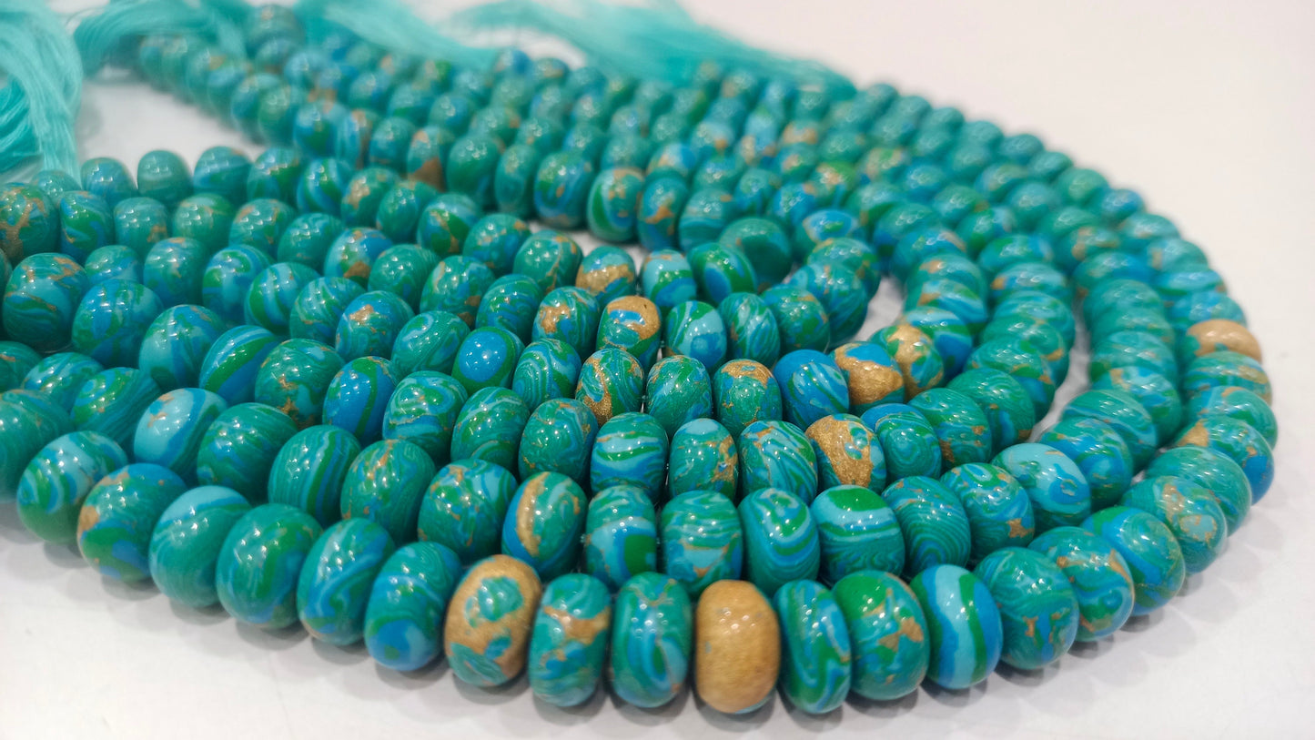 Fordite Agate Multi Color Gemstone Rondelle Plain Smooth Beads Sold per Strand 8 inches Long Necklace and bracelet Making Beads choose size