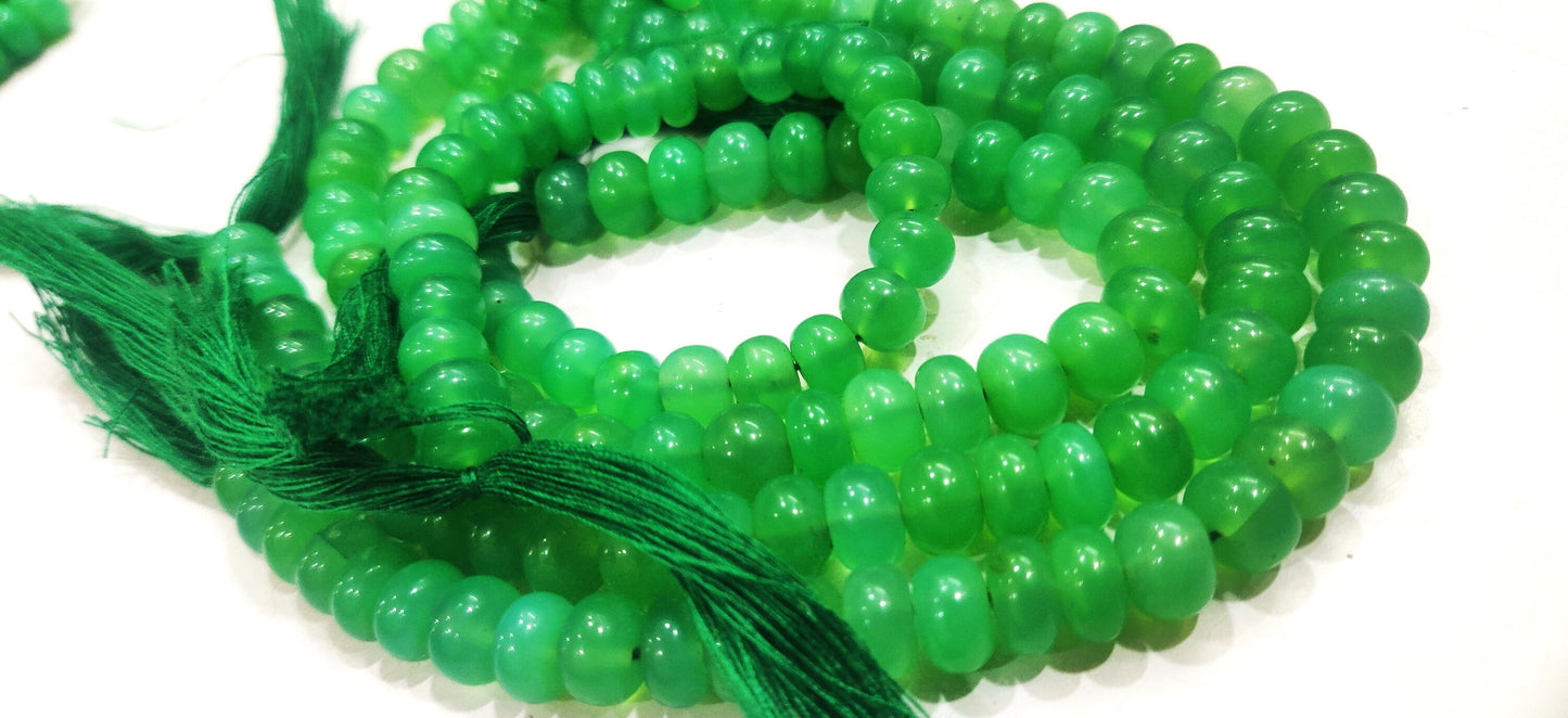 Natural Chrysoprase Mint Chalcedony Rondelle Plain 8mm Gemstone Beads Sold per Strand 8 inches Long Great Quality Jewelry Making Beads