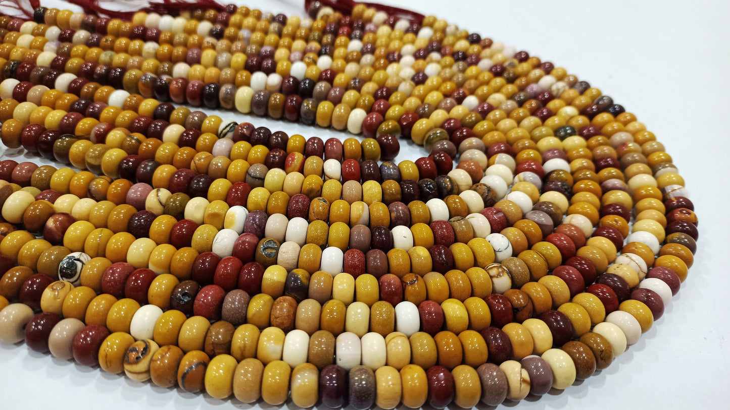 Natural Mookaite Stone Rondelle Plain Smooth 8mm Gemstone Beads Sold Per Strand 8 Inches Long Great Quality Beads