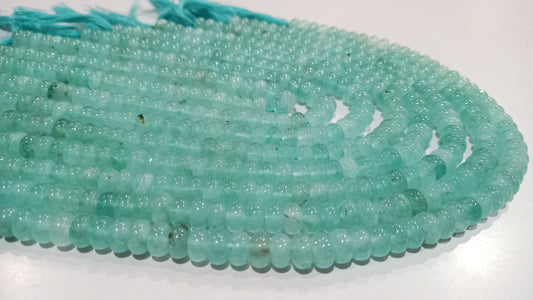 Natural Aqua Chalcedony Rondelle Plain Smooth 8mm Gemstone Beads Sold Per Strand 8 Inches Long Great Quality Beads