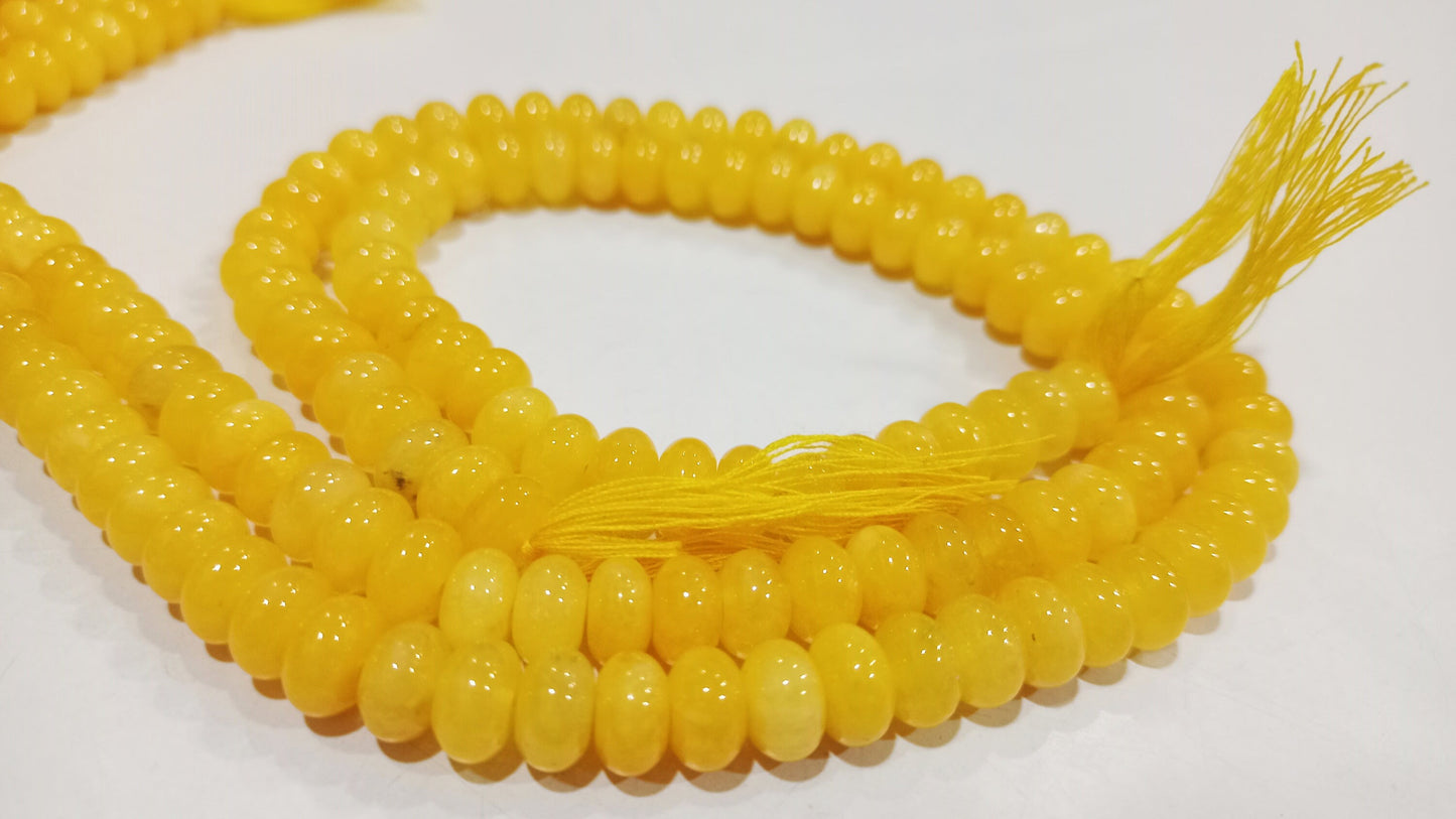 Natural Yellow Quartz Rondelle Plain Smooth 8mm Gemstone Beads Sold Per Strand 8 Inches Long Great Quality Beads