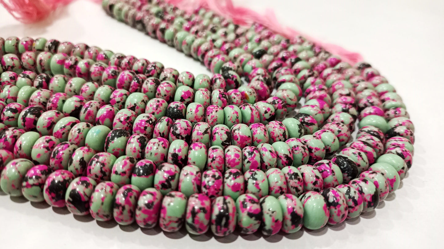 Fordite Agate Multi Color Gemstone Rondelle Plain Smooth Beads Sold per Strand 8 inches Long Necklace and bracelet Making Beads choose size