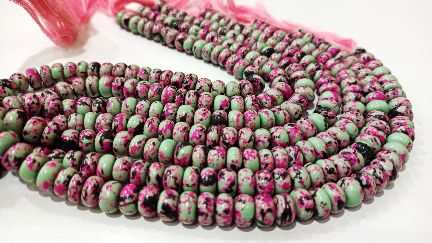 Fordite Agate Multi Color Gemstone Rondelle Plain Smooth Beads Sold per Strand 8 inches Long Necklace and bracelet Making Beads choose size