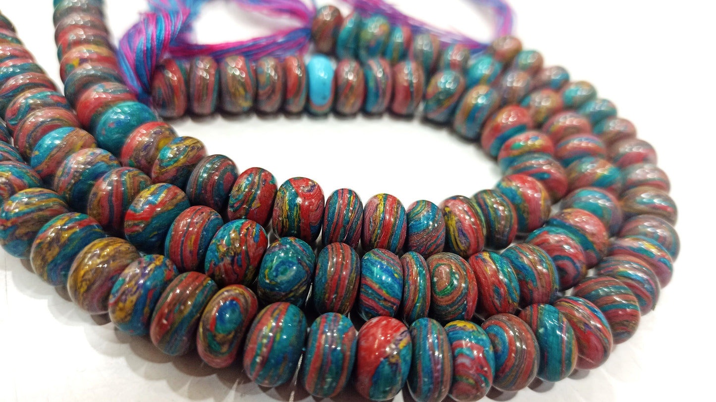Natural Fordite Plain Smooth Rondelle 8mm Beads Strand 8 Inches Long Beads Jewelry Making Gemstone Beads, Wholesale rate