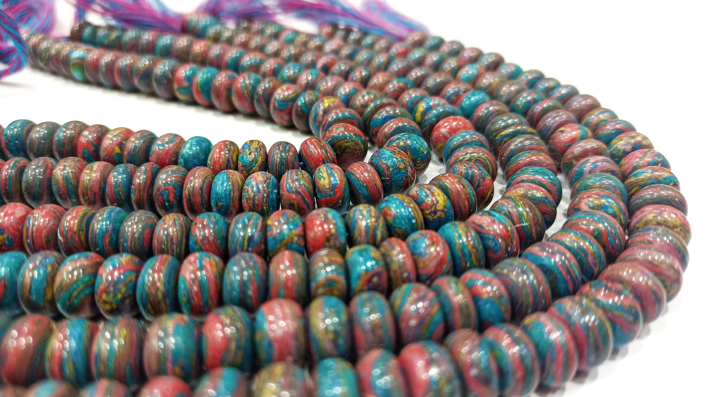 Natural Fordite Plain Smooth Rondelle 8mm Beads Strand 8 Inches Long Beads Jewelry Making Gemstone Beads, Wholesale rate