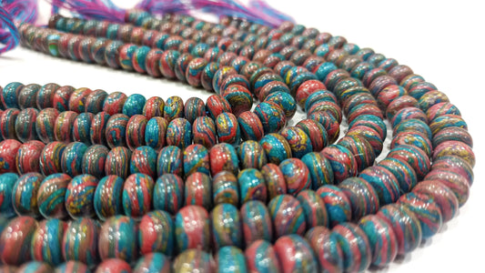 Natural Fordite Plain Smooth Rondelle 8mm Beads Strand 8 Inches Long Beads Jewelry Making Gemstone Beads, Wholesale rate