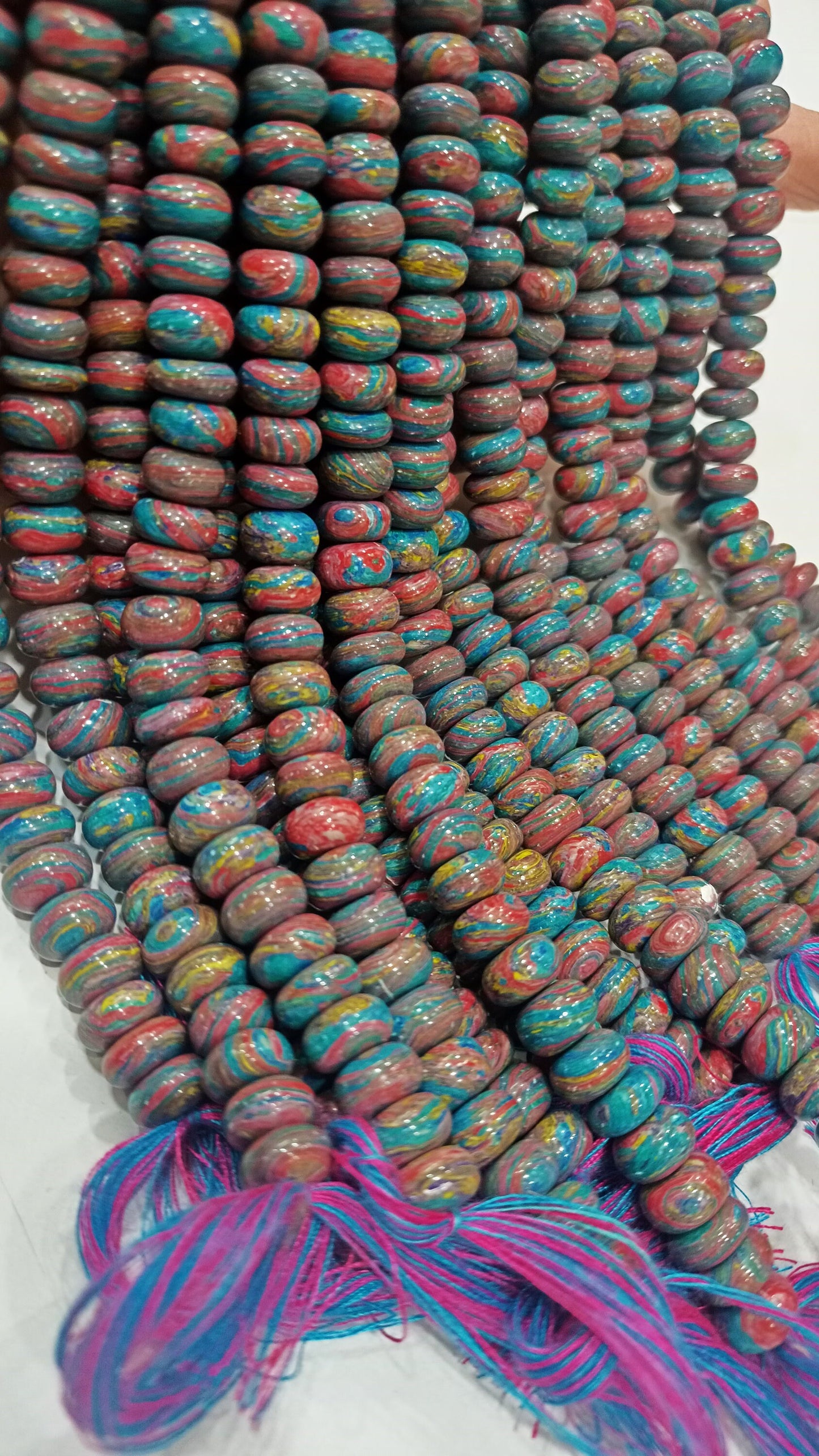 Natural Fordite Plain Smooth Rondelle 8mm Beads Strand 8 Inches Long Beads Jewelry Making Gemstone Beads, Wholesale rate