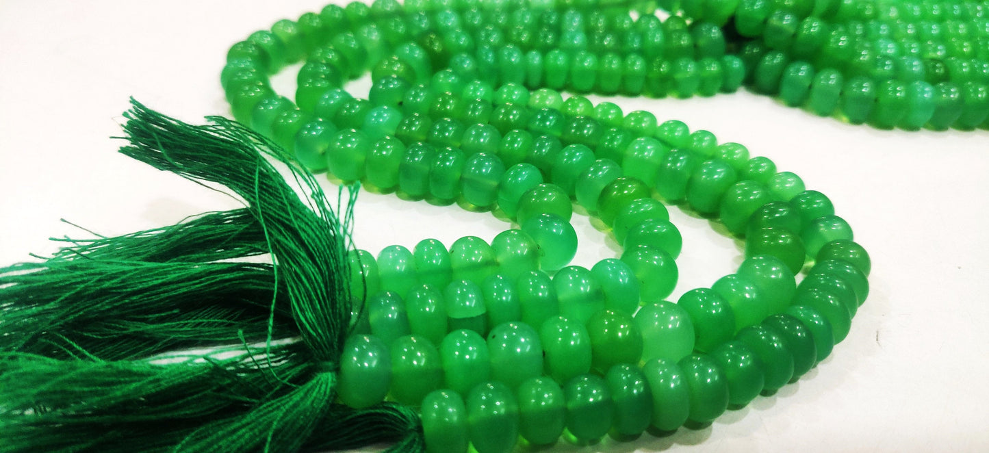 Natural Chrysoprase Mint Chalcedony Rondelle Plain 8mm Gemstone Beads Sold per Strand 8 inches Long Great Quality Jewelry Making Beads