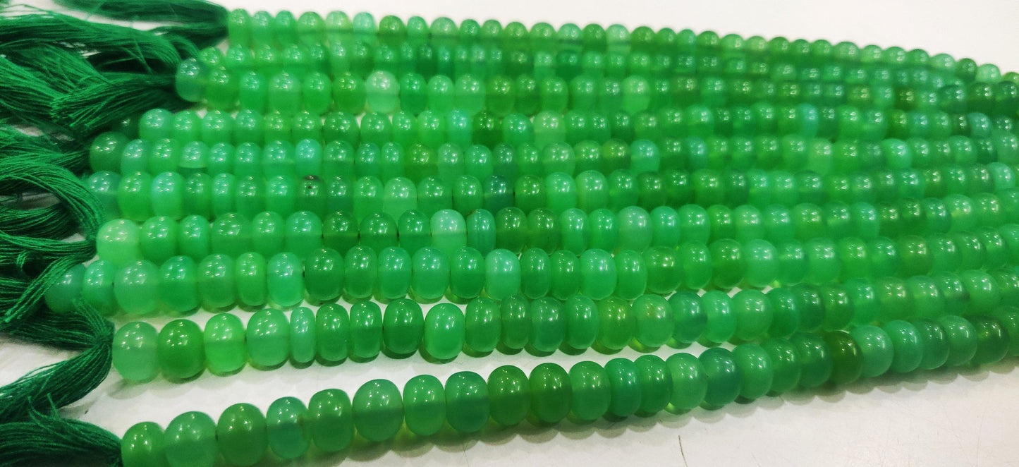Natural Chrysoprase Mint Chalcedony Rondelle Plain 8mm Gemstone Beads Sold per Strand 8 inches Long Great Quality Jewelry Making Beads