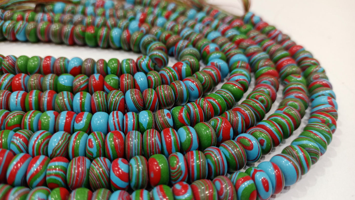 Fordite Agate Multi Color Gemstone Rondelle Plain Smooth 8mm Beads Sold per Strand 8 inches Long Necklace and bracelet Making Beads