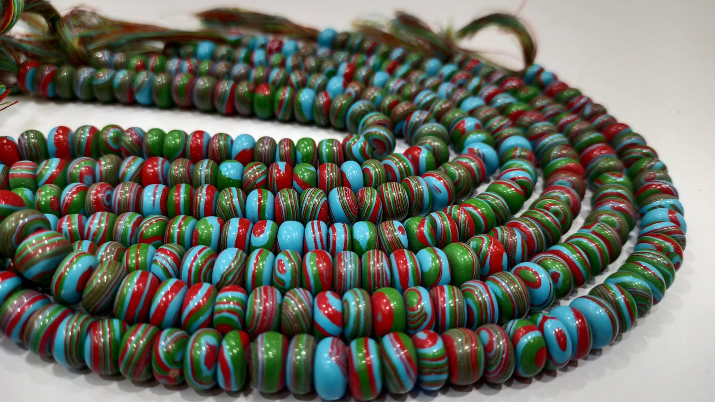 Fordite Agate Multi Color Gemstone Rondelle Plain Smooth 8mm Beads Sold per Strand 8 inches Long Necklace and bracelet Making Beads