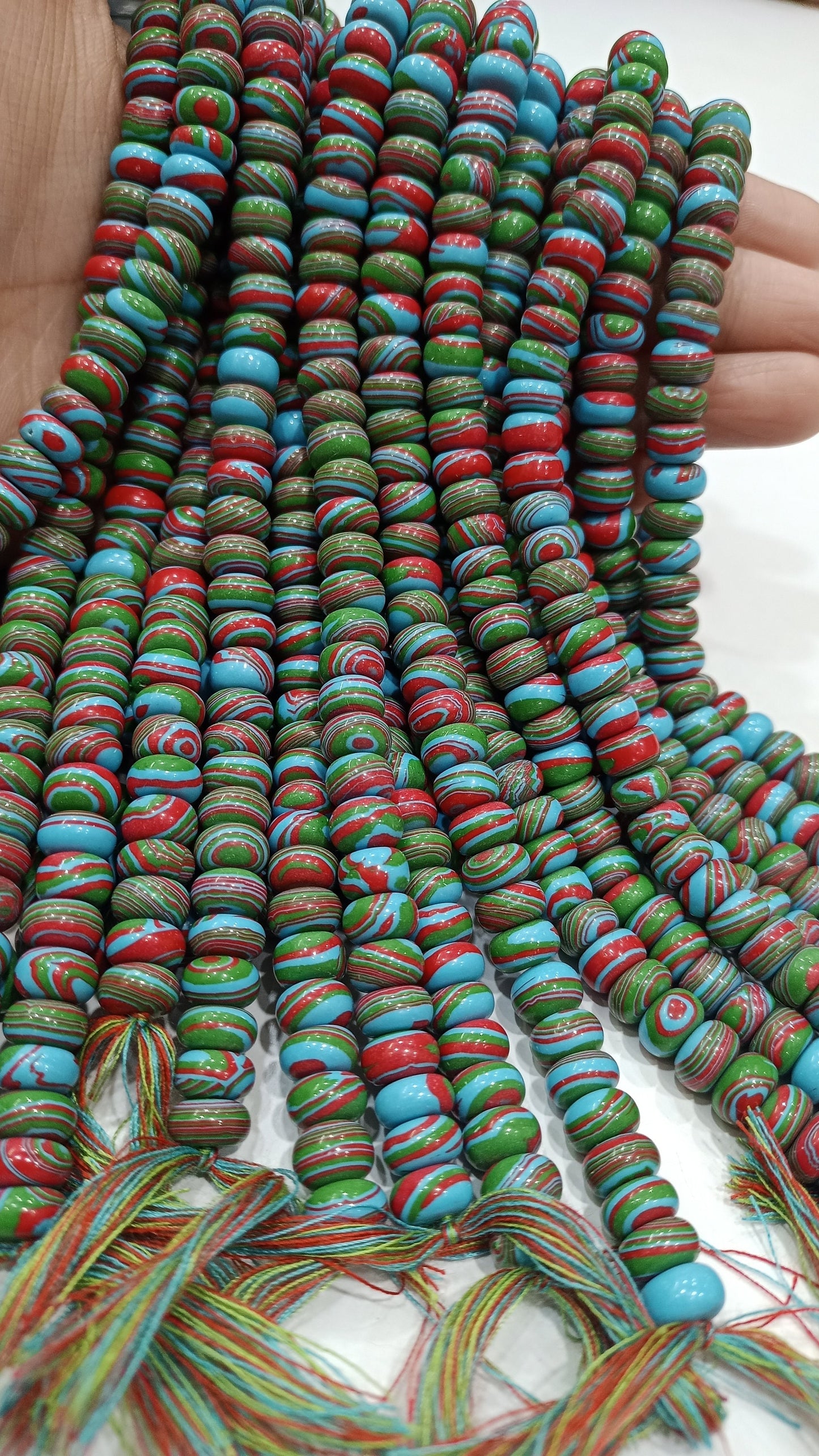 Fordite Agate Multi Color Gemstone Rondelle Plain Smooth 8mm Beads Sold per Strand 8 inches Long Necklace and bracelet Making Beads