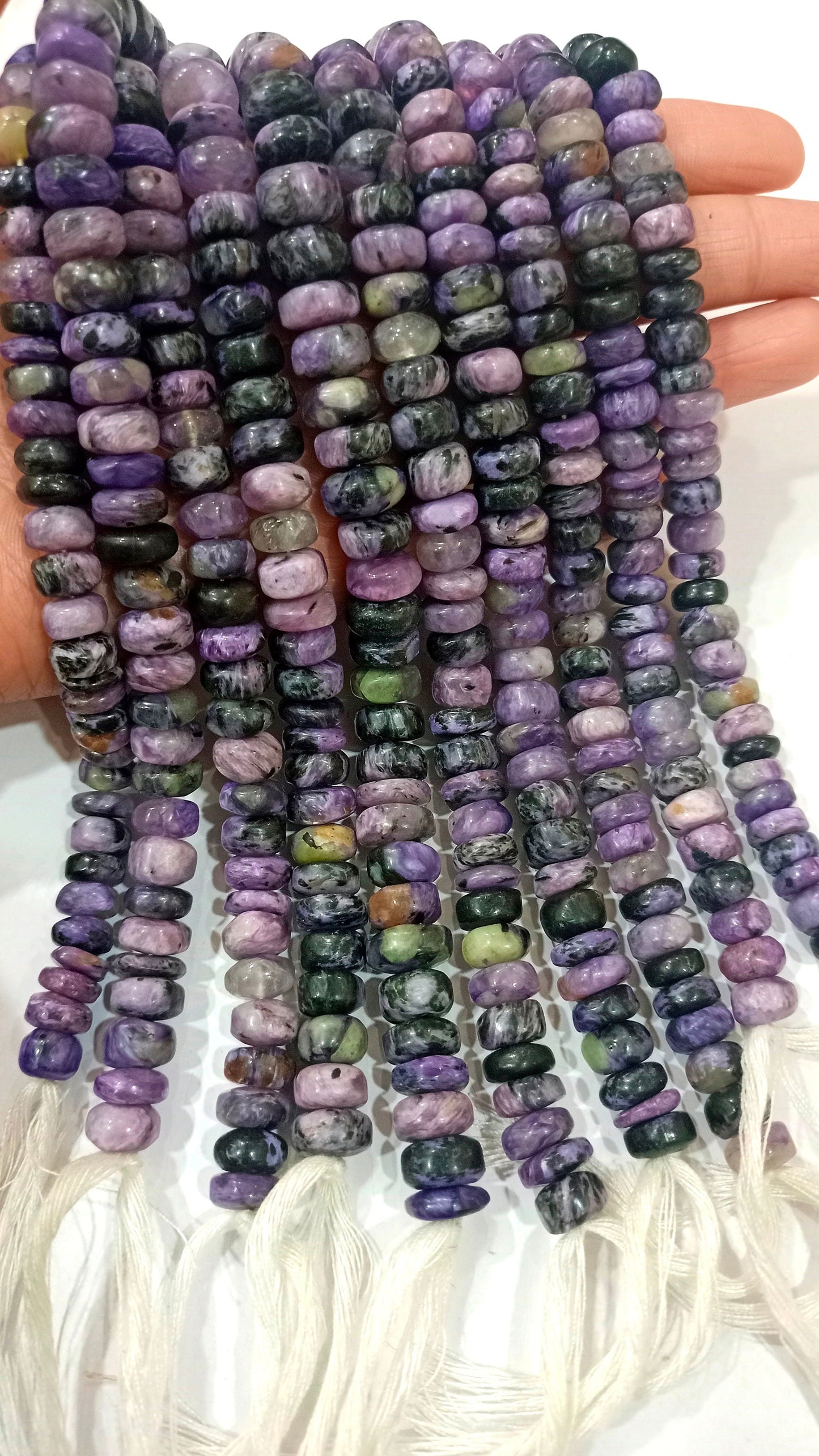 Natural Gemstone Charoite Rondelle Plain Smooth 9-10mm Beads Sold Per strand 8 inches Long Jewelry Making Beads