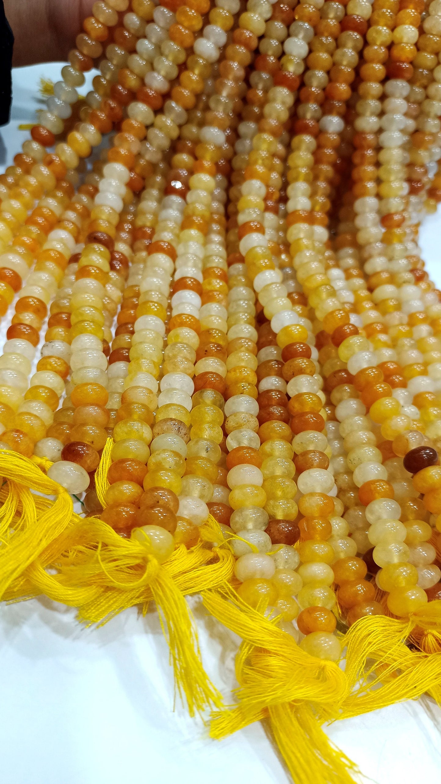 Natural Yellow Quartz Rondelle Plain Smooth 8mm Gemstone Beads Sold Per Strand 8 Inches Long Jewelry Making Beads