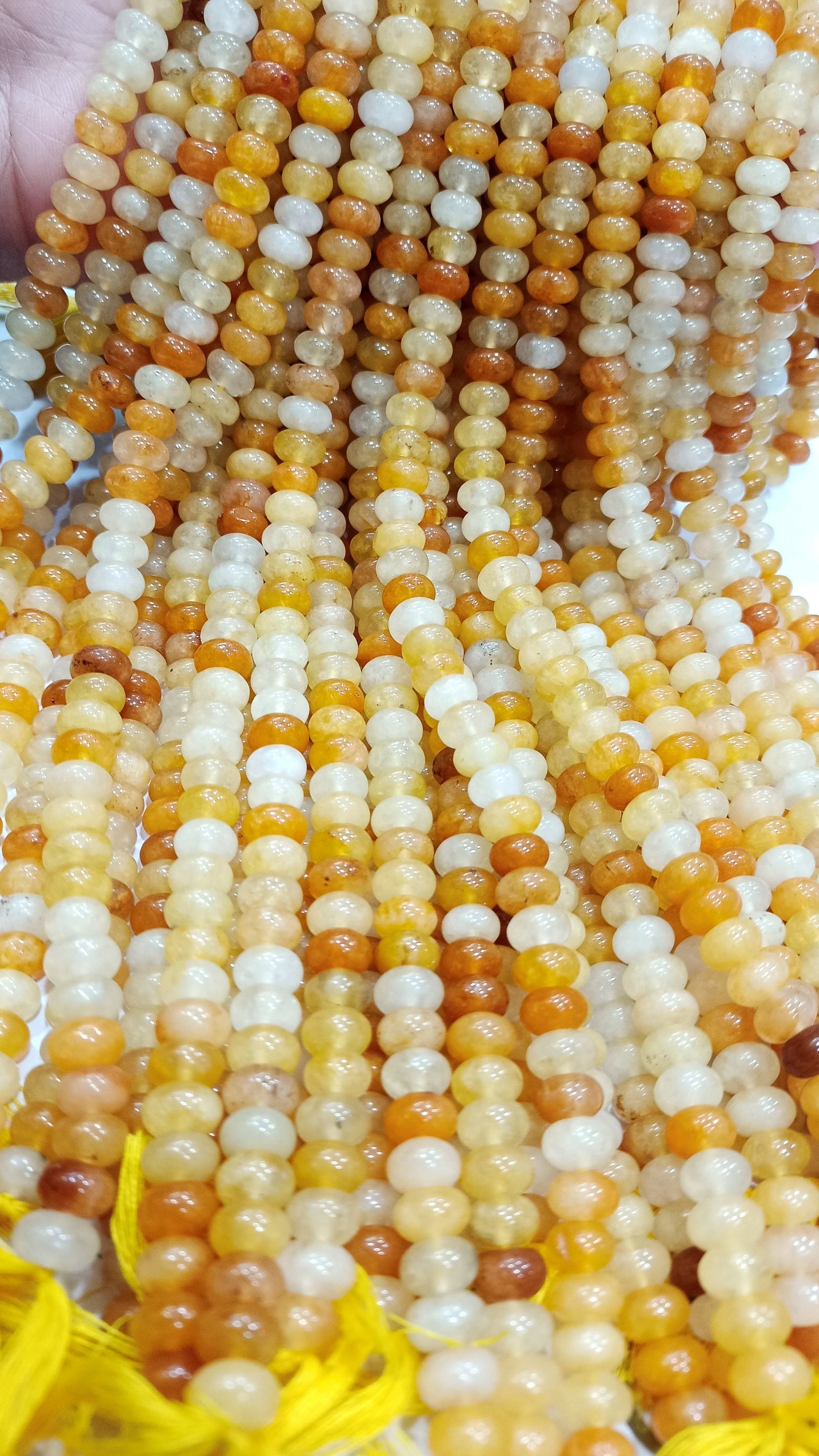 Natural Yellow Quartz Rondelle Plain Smooth 8mm Gemstone Beads Sold Per Strand 8 Inches Long Jewelry Making Beads