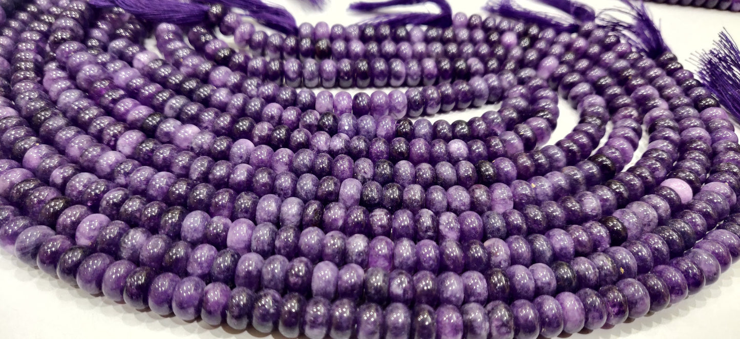 Natural Charoite Quartz  Rondelle Plain Smooth 8mm Gemstone Beads Sold Per Strand 8 Inches Long Jewelry Making Beads