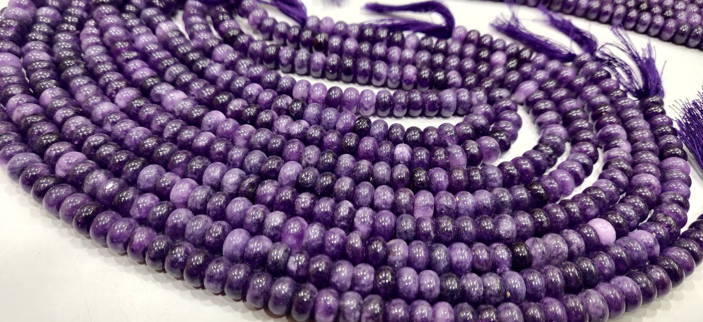 Natural Charoite Quartz  Rondelle Plain Smooth 8mm Gemstone Beads Sold Per Strand 8 Inches Long Jewelry Making Beads