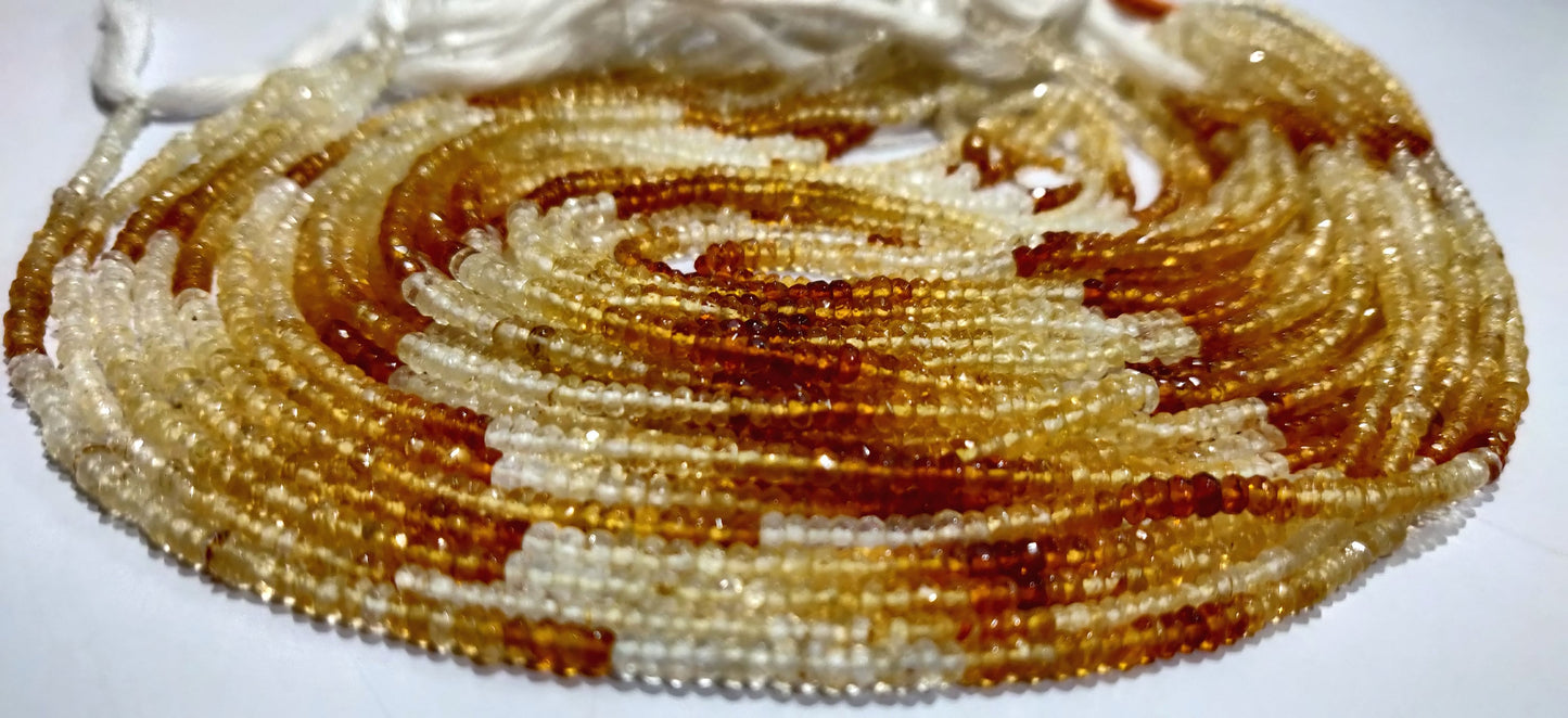 Natural Shaded Citrine Rondelle Faceted 3mm Beads Sold Per Strand 13 Inches Long Great Quality Beads