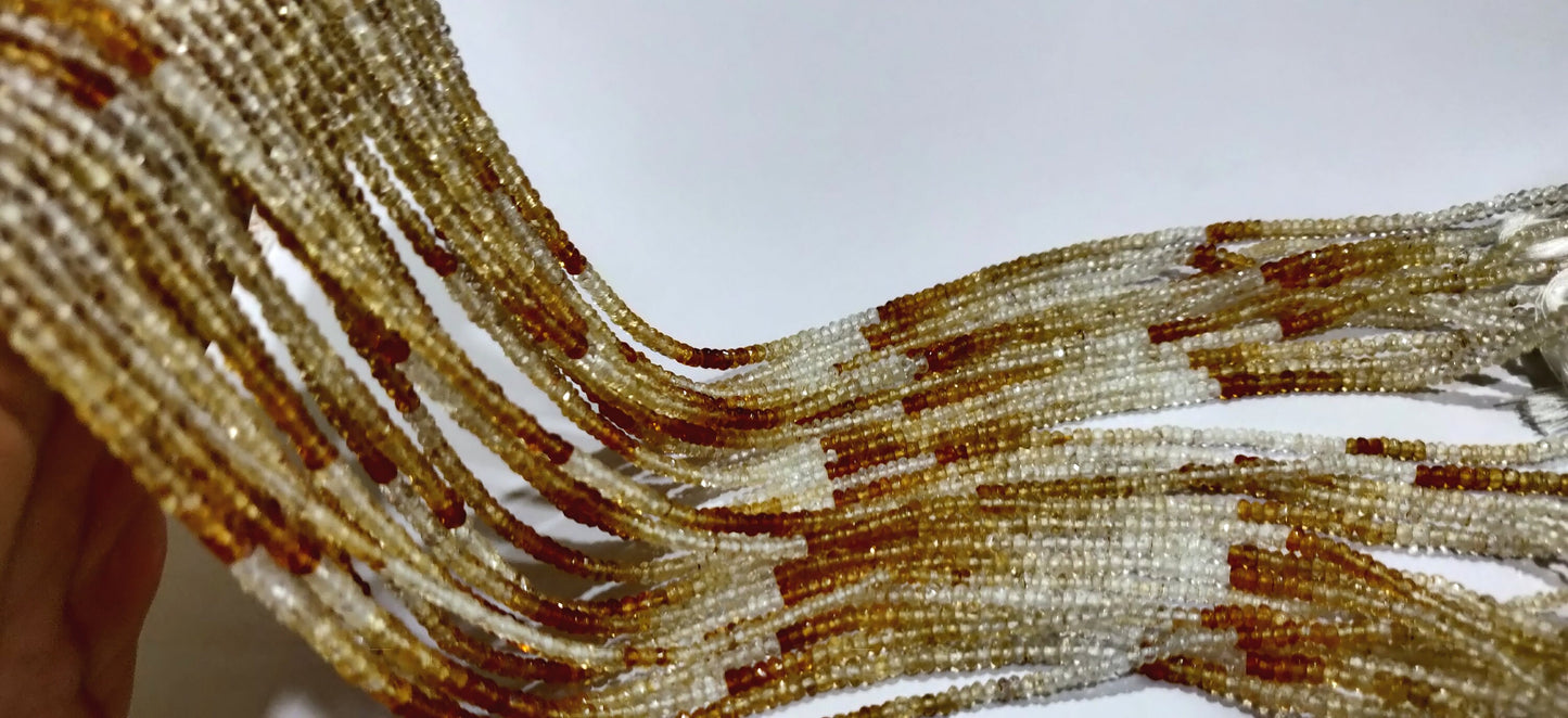 Natural Shaded Citrine Rondelle Faceted 3mm Beads Sold Per Strand 13 Inches Long Great Quality Beads