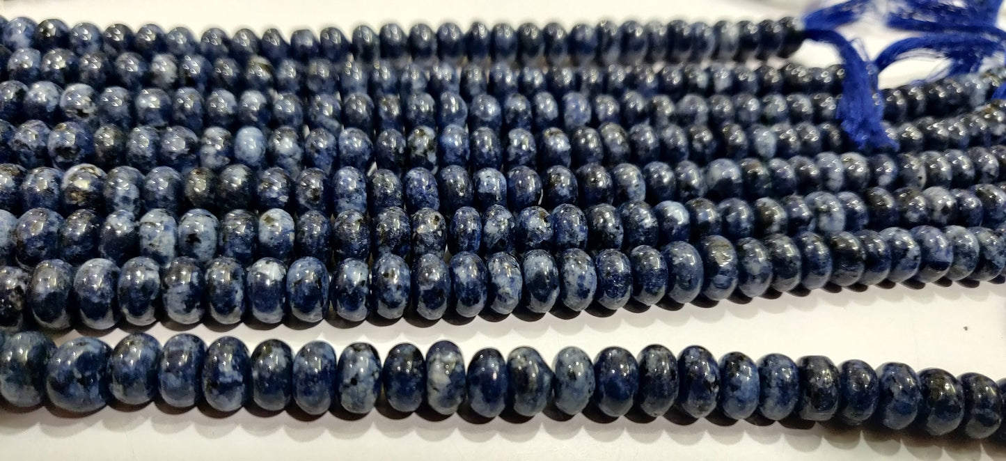 Natural Sodalite Rondelle Plain Smooth 8mm Gemstone Beads Sold Per Strand 8 Inches Long Jewelry Making Beads