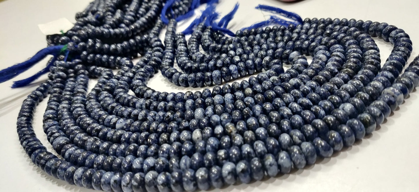 Natural Sodalite Rondelle Plain Smooth 8mm Gemstone Beads Sold Per Strand 8 Inches Long Jewelry Making Beads