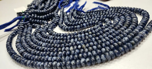 Natural Sodalite Rondelle Plain Smooth 8mm Gemstone Beads Sold Per Strand 8 Inches Long Jewelry Making Beads