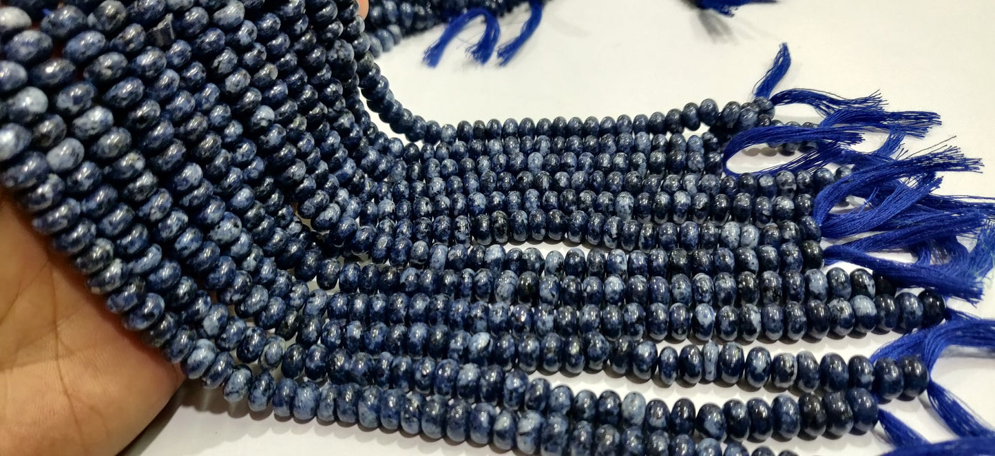 Natural Sodalite Rondelle Plain Smooth 8mm Gemstone Beads Sold Per Strand 8 Inches Long Jewelry Making Beads