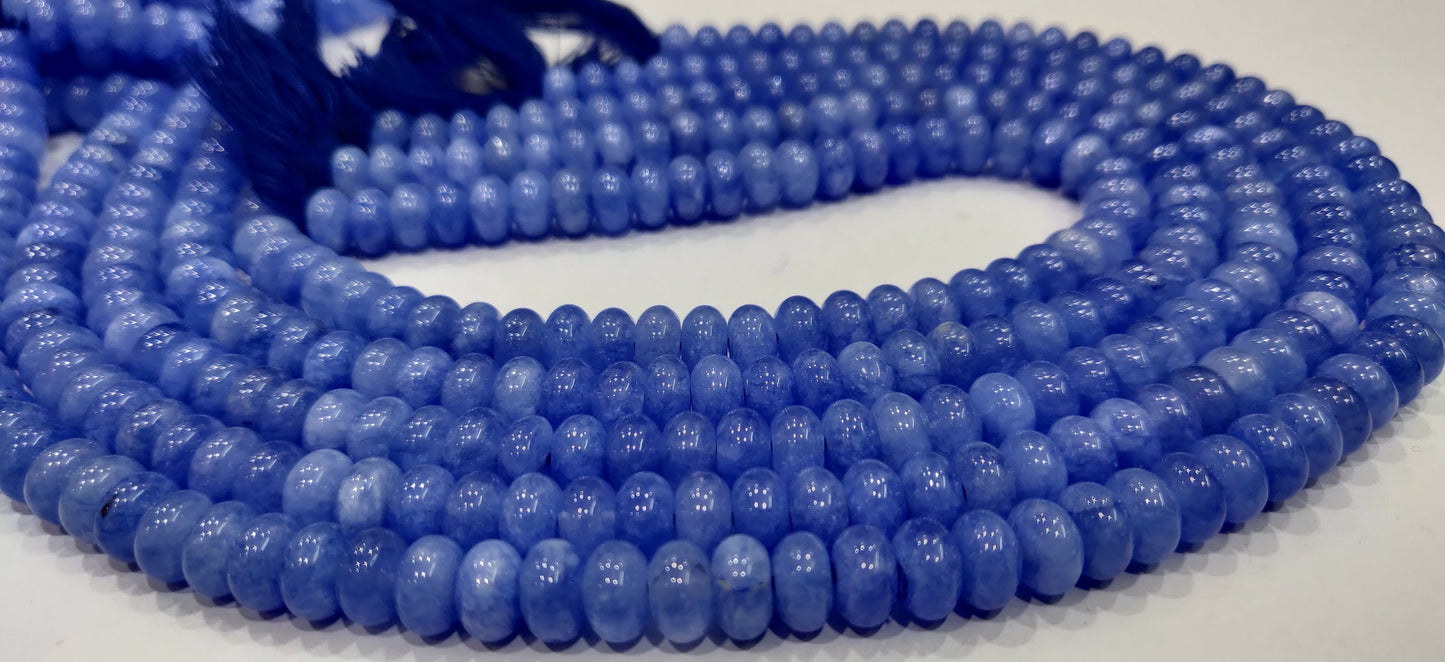 Natural Blue Sapphire  Quartz Rondelle Plain Smooth 8mm Gemstone Beads Sold Per Strand 8 Inches Long Jewelry Making Beads